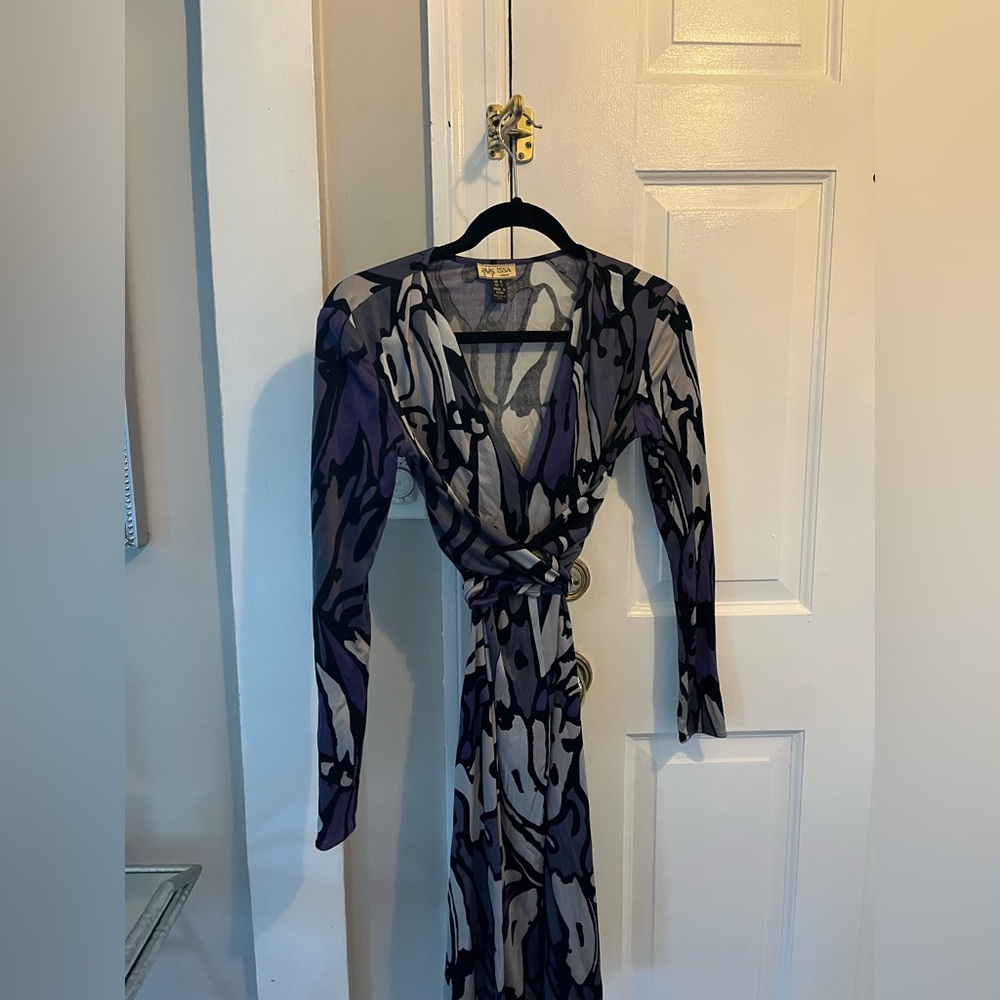 ISSA London Stylish Purple and Black Patterned Multiway Tie Dress